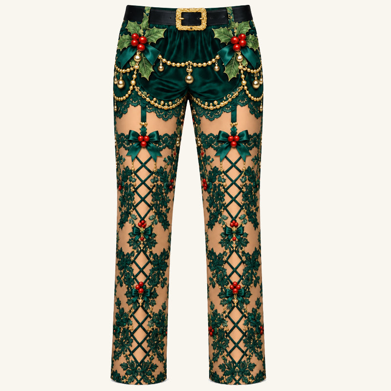 Pantalon de Noël amusant à effet d'illusion d'optique