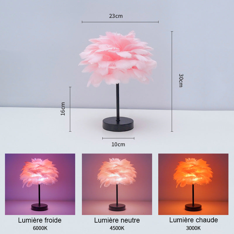 Lampe de Table Plume Décorative Nordique pour Chambre à Coucher