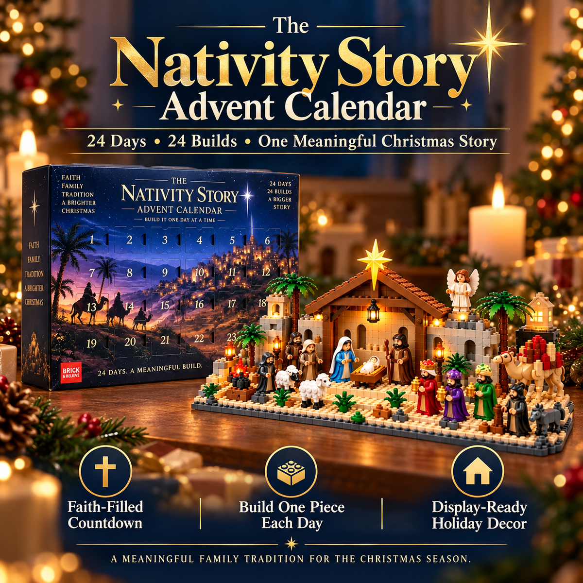 Calendrier de l'Avent de la Nativité – Crèche de Noël à monter en 24 jours