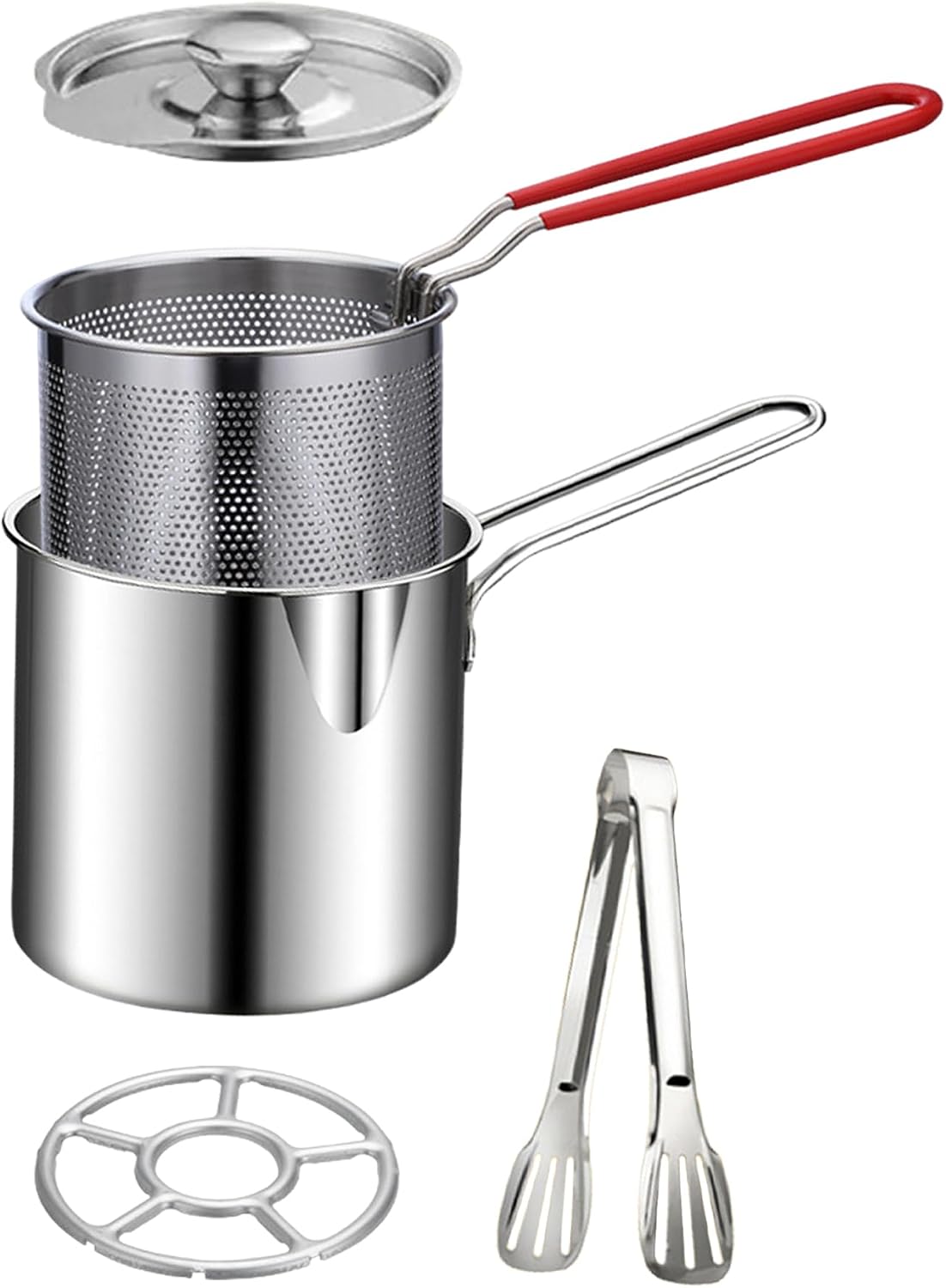 2026🔥🍟 Kit de mini-friteuse personnelle – Cuve en acier inoxydable avec panier égouttoir amovible et pince à aliments