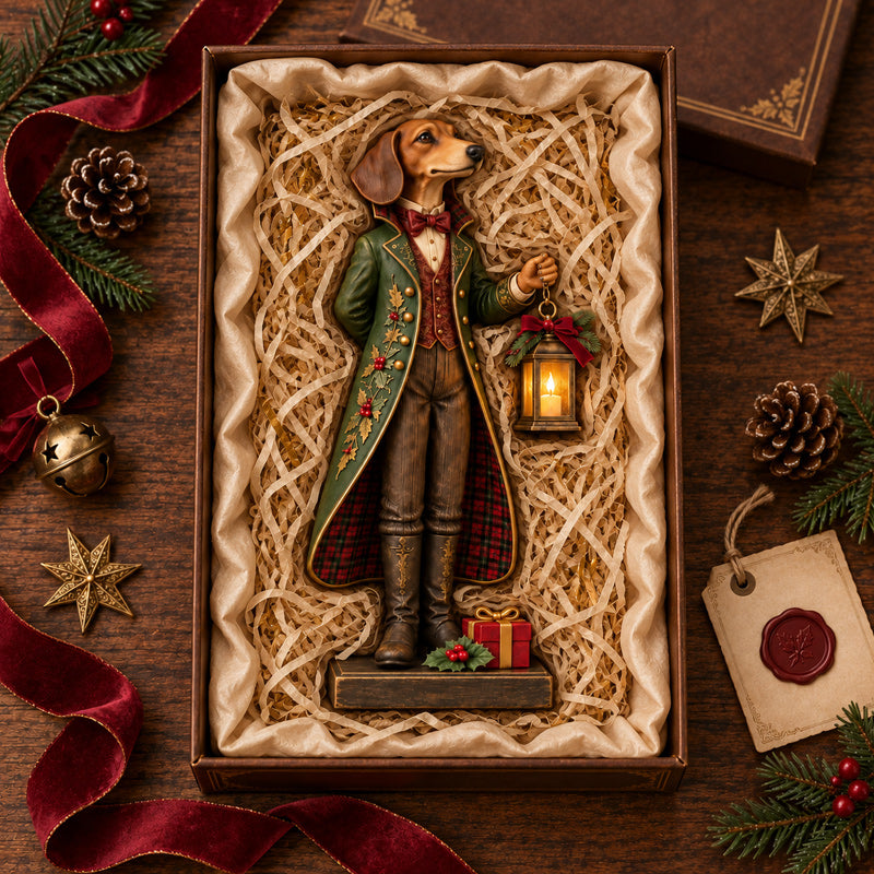 Décoration de Noël en forme de lanterne représentant un teckel