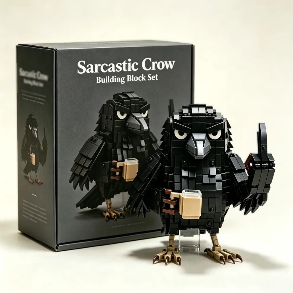 🐦⬛ Corbeau sarcastique et café — Jeu de construction – Décoration de bureau humoristique « Ne pas déranger »