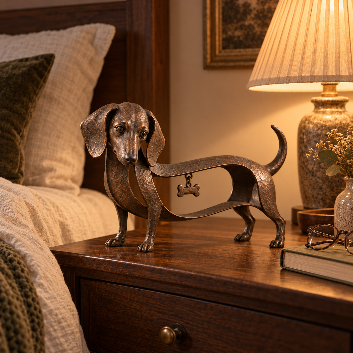 🐾Sculpture de teckel de style vintage – Un classique intemporel / Décoration vintage en fer forgé représentant un teckel