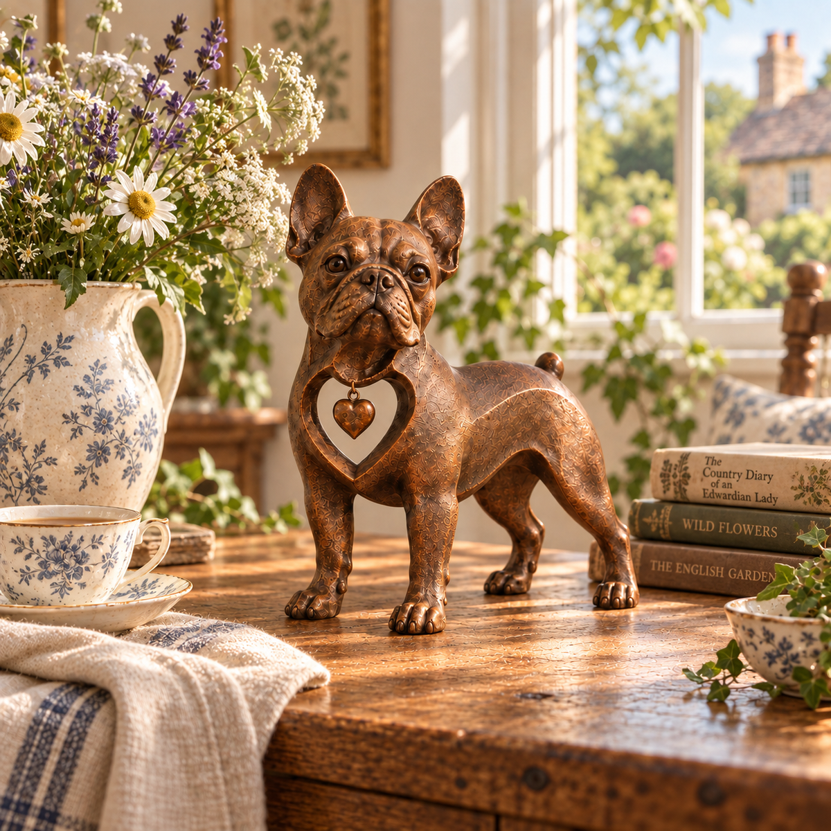 ⭐Sculpture de bouledogue français de style rétro classique — Le coup de foudre !