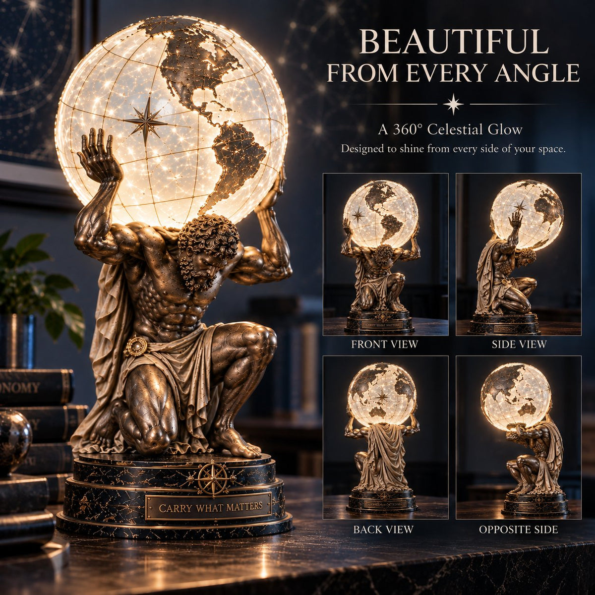 🌍 Lampe « Atlas » en forme de globe terrestre lumineux 🌌