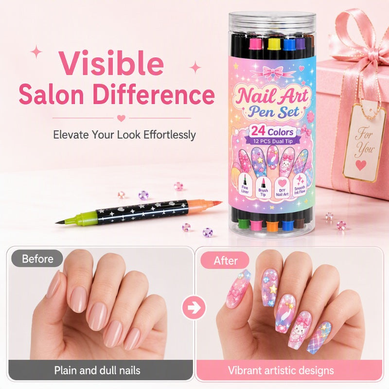 💅 Stylos de nail art double face, 24 couleurs, pour une manucure à faire soi-même