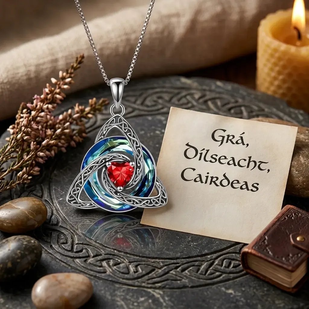 ✨Collier avec pierre de naissance et nœud celtique de la Trinité – Un symbole chargé de sens, représentant l'amour et le lien ❤️