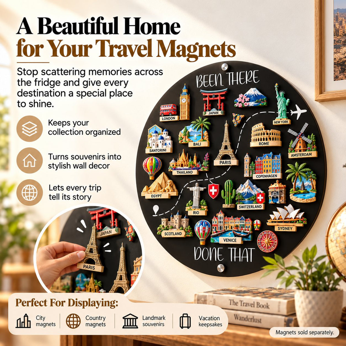 🌎✨Tableau magnétique de voyage - 💕Chaque aimant a son histoire. Chaque voyage mérite sa place