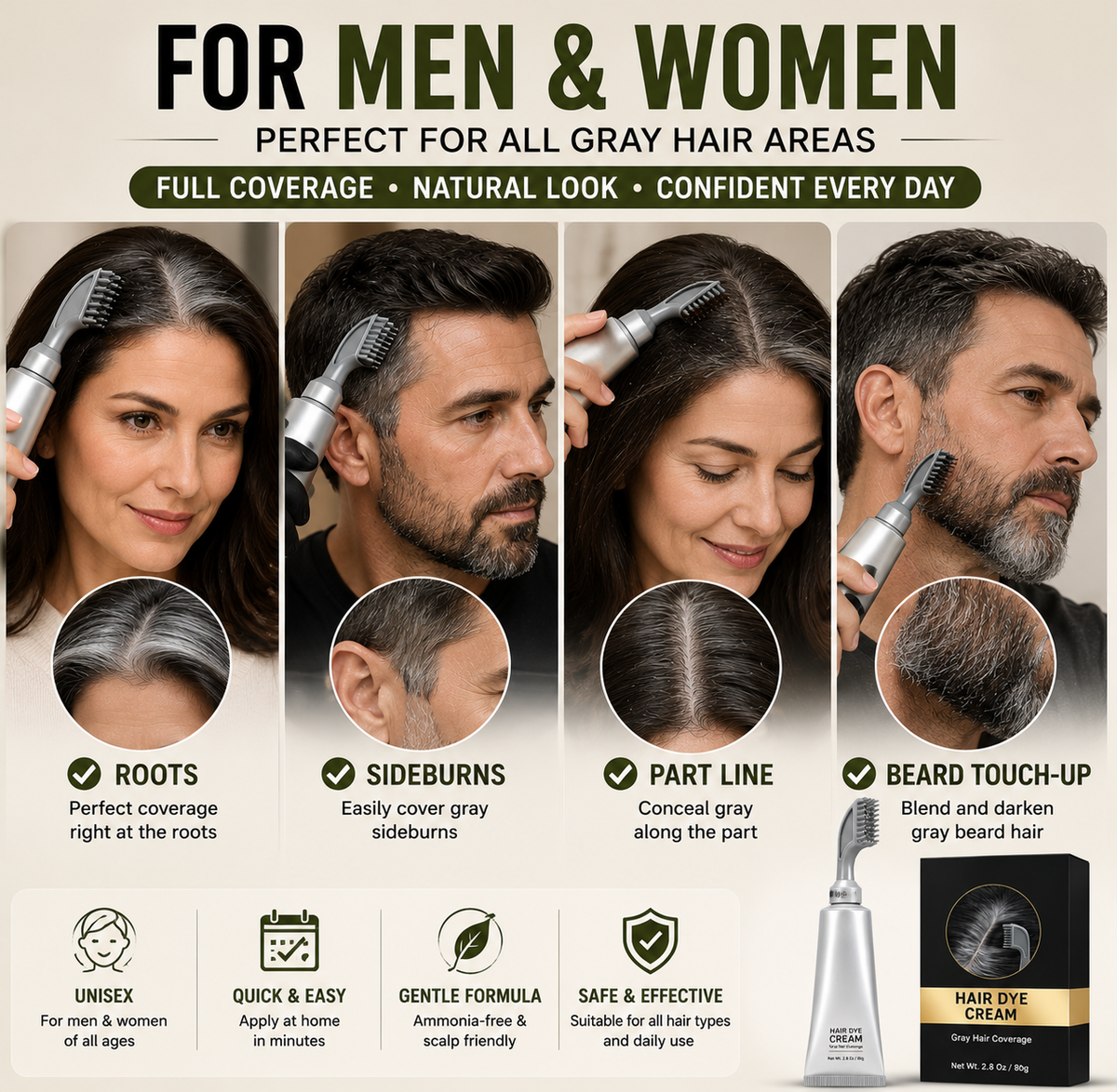 🔥Meilleures ventes du jour | Peigne teintant pour cheveux : couverture instantanée des cheveux gris, pour hommes et femmes