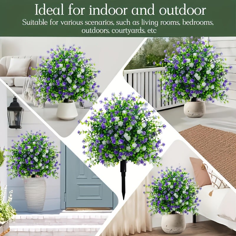 🌸Arbres artificiels en pot avec piquets de fixation au sol