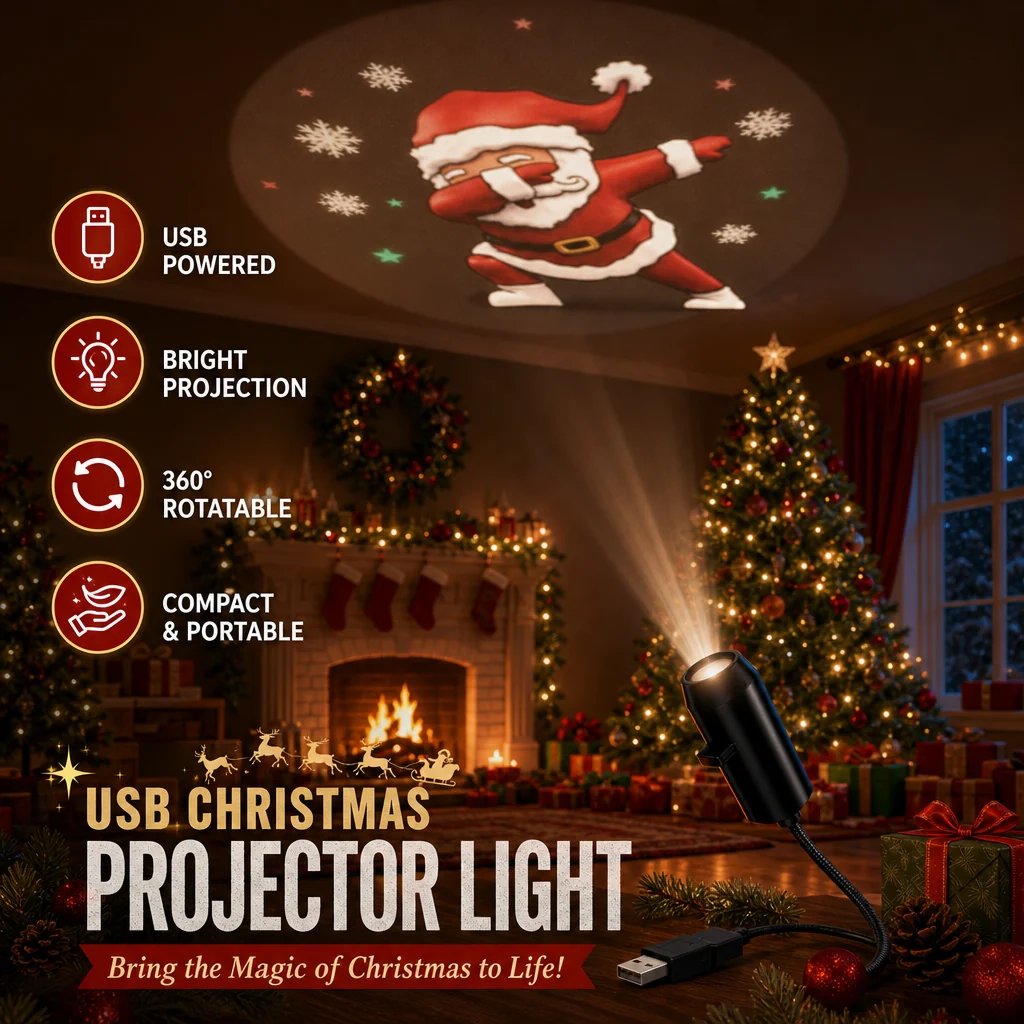 Projecteur de Noël HD « Plug-&-Play » – 6 ou 10 scènes festives