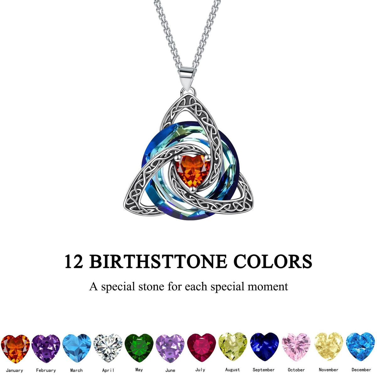 ✨Collier avec pierre de naissance et nœud celtique de la Trinité – Un symbole chargé de sens, représentant l'amour et le lien ❤️