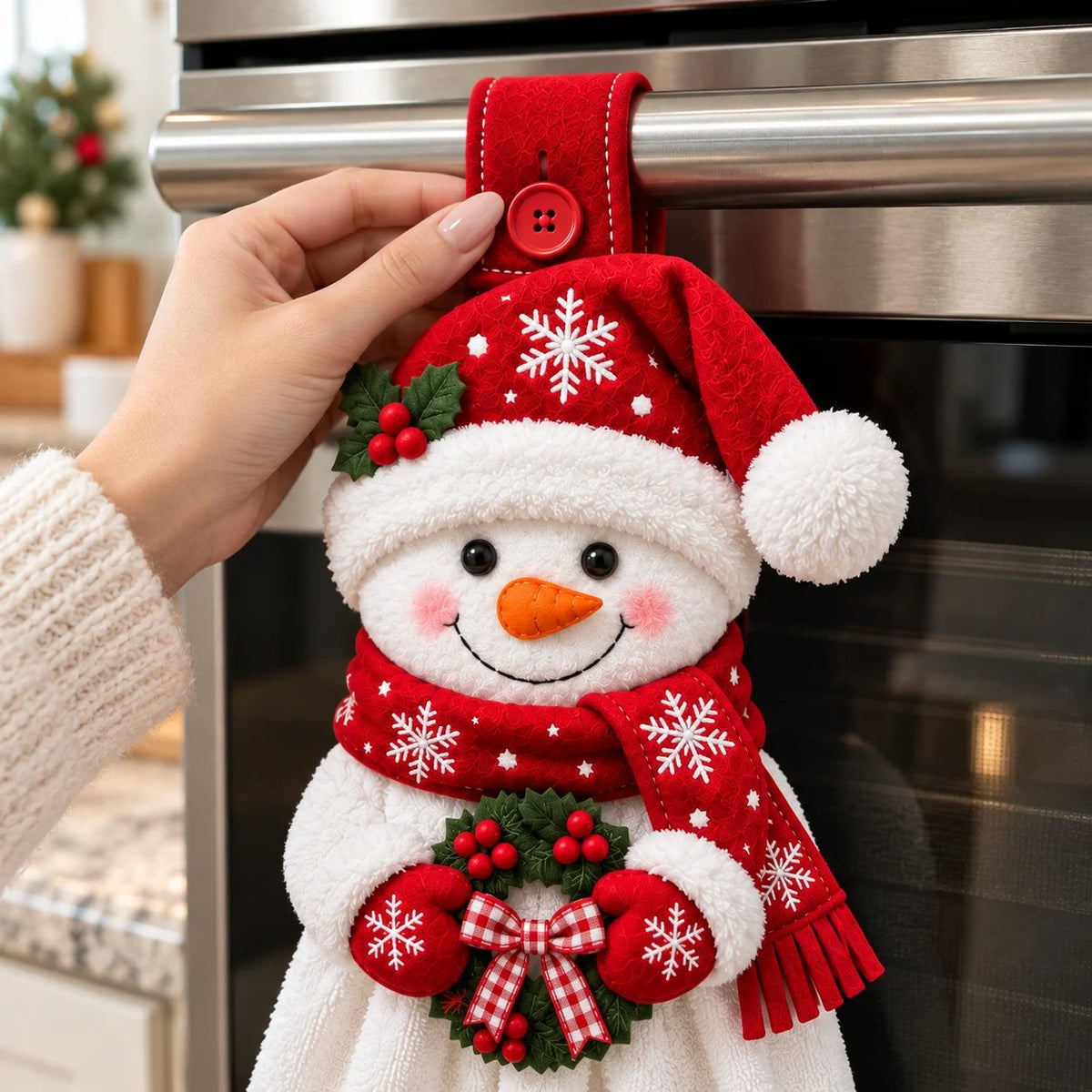 🎄 Serviette de main à suspendre pour Noël | Sa boucle à bouton permet de la garder à portée de main
