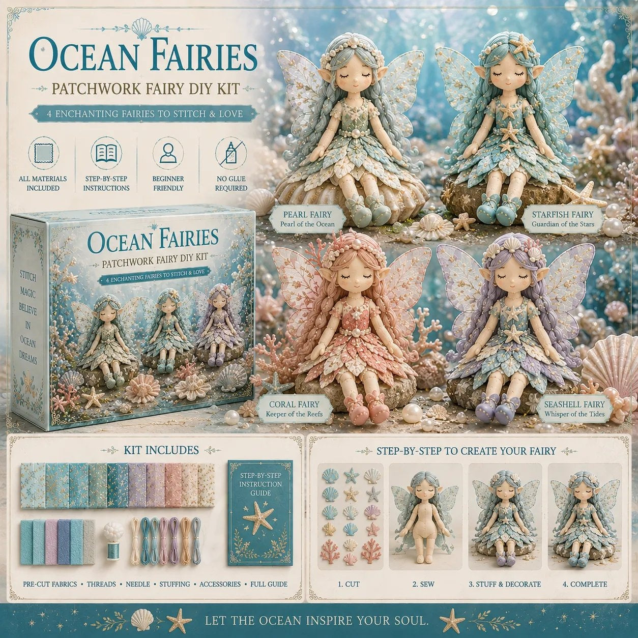 🔥DERNIER JOUR : 50 % DE RÉDUCTION - 🧵Collection DIY « Fairy Patchwork »