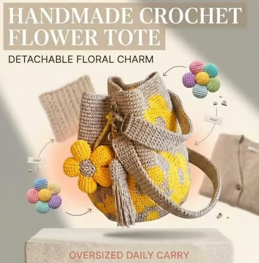 Sac fourre-tout à fleurs au crochet fait main 🌼✨