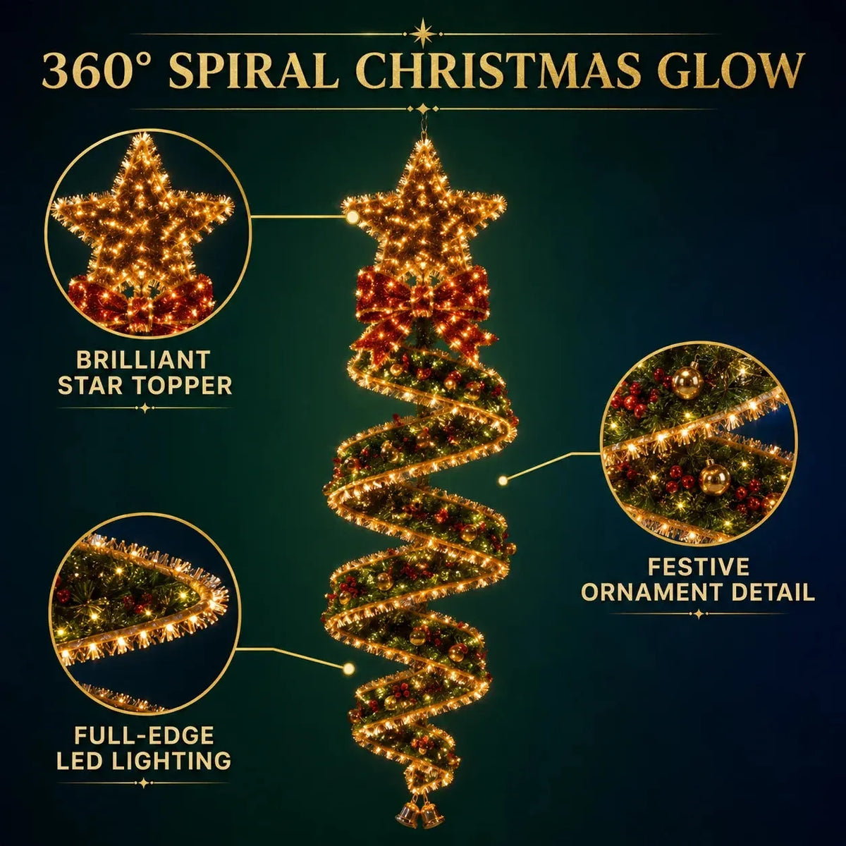 ‘Christmas Magic Spiral’ collection of LED fairy lights for hanging