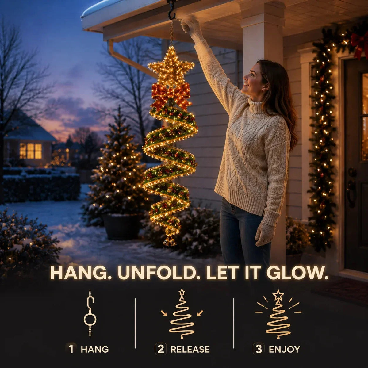 ‘Christmas Magic Spiral’ collection of LED fairy lights for hanging