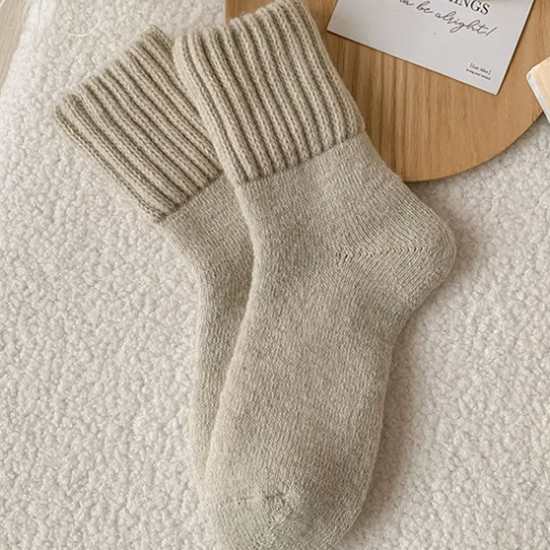 🧦5 paires de chaussettes en laine pour femmes - chaussettes chaudes de hauteur moyenne