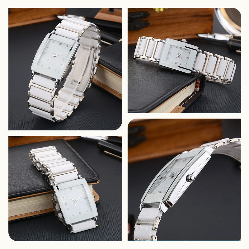 ⌚Montre-bracelet carrée en céramique à quartz, tendance