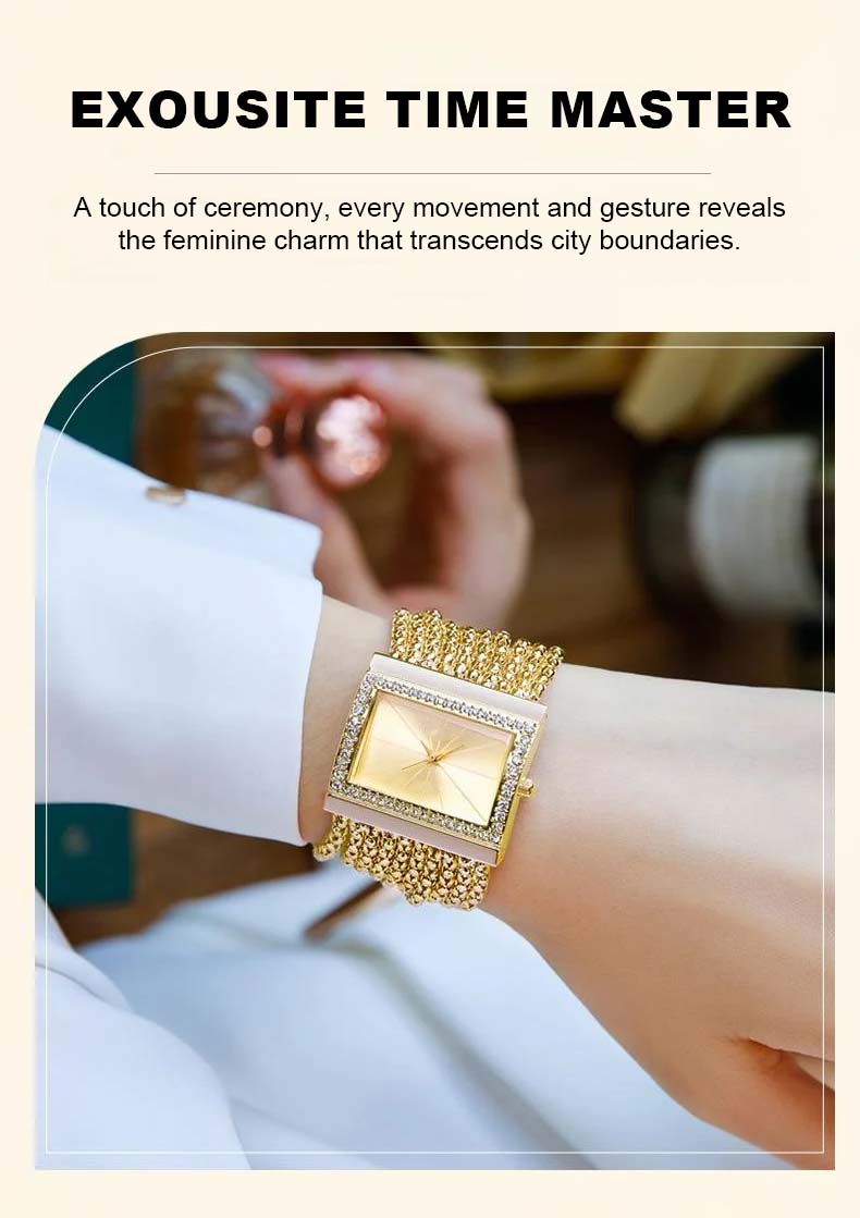 Montre à quartz sertie de diamants pour femme