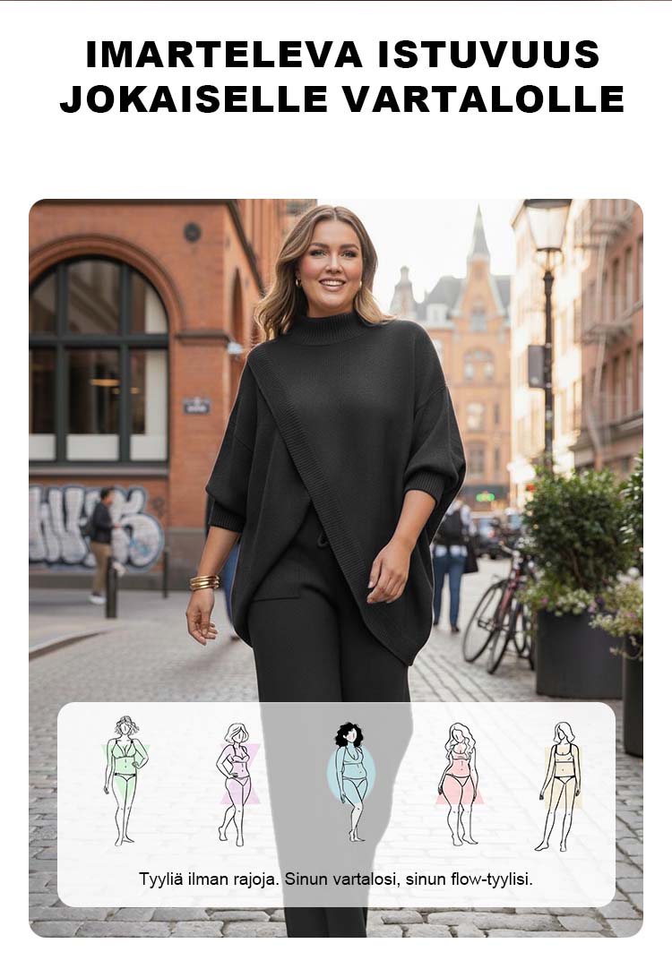 Ensemble deux pièces tricoté à encolure en V, couleur unie