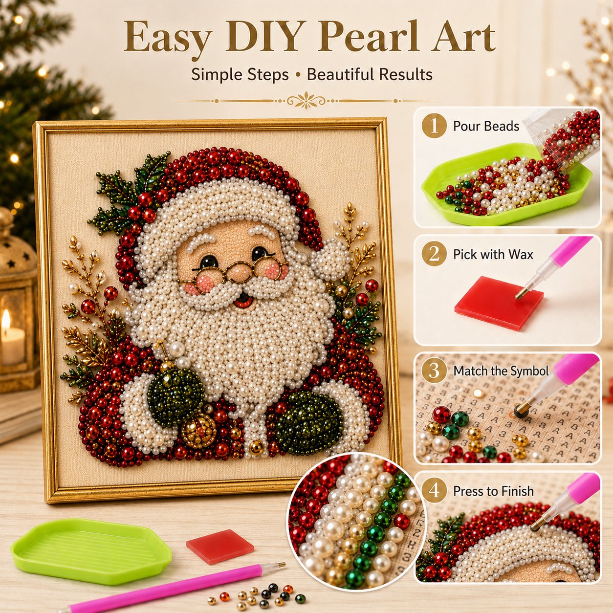 🧘Détendant et adapté aux débutants - 🎨💎Kit de peinture aux perles « Diamond Painting » de Noël à réaliser soi-même