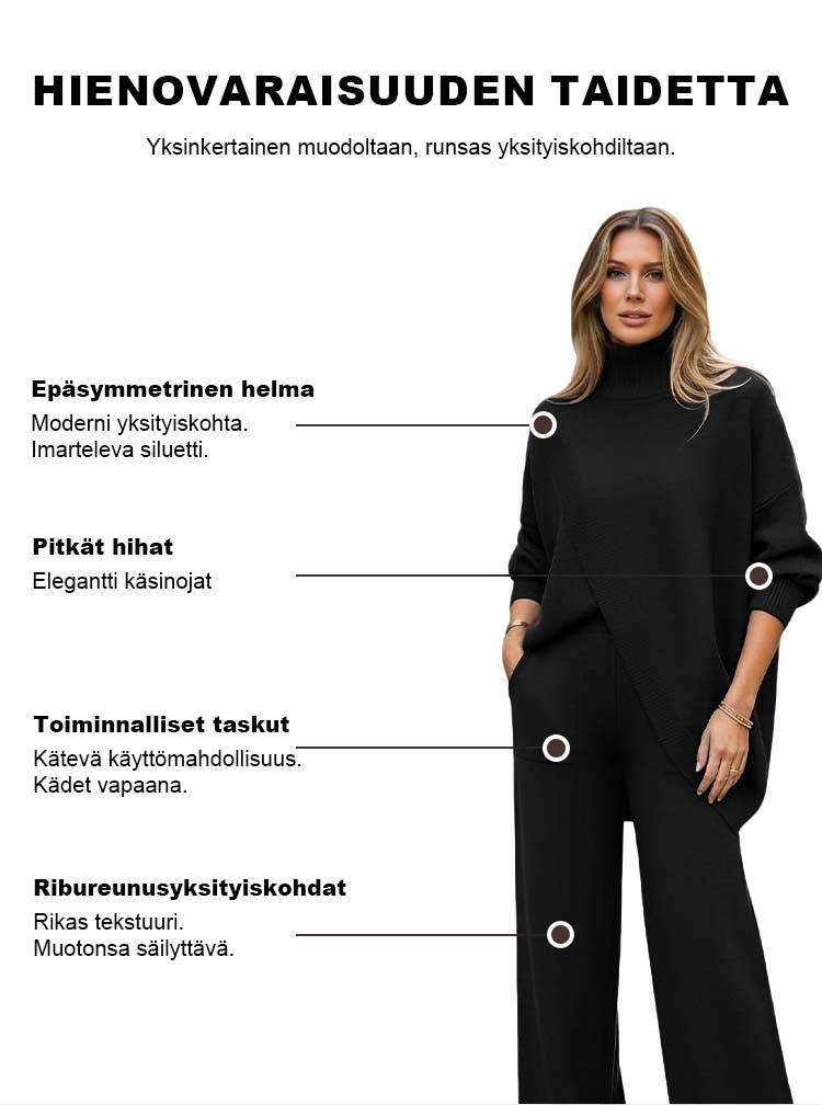 Ensemble deux pièces tricoté à encolure en V, couleur unie