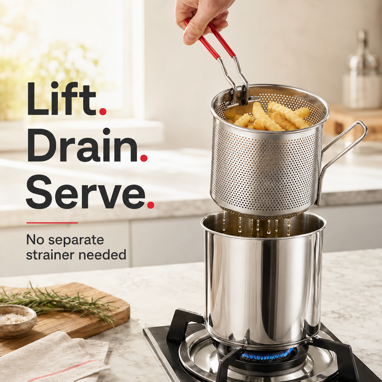 2026🔥🍟 Kit de mini-friteuse personnelle – Cuve en acier inoxydable avec panier égouttoir amovible et pince à aliments
