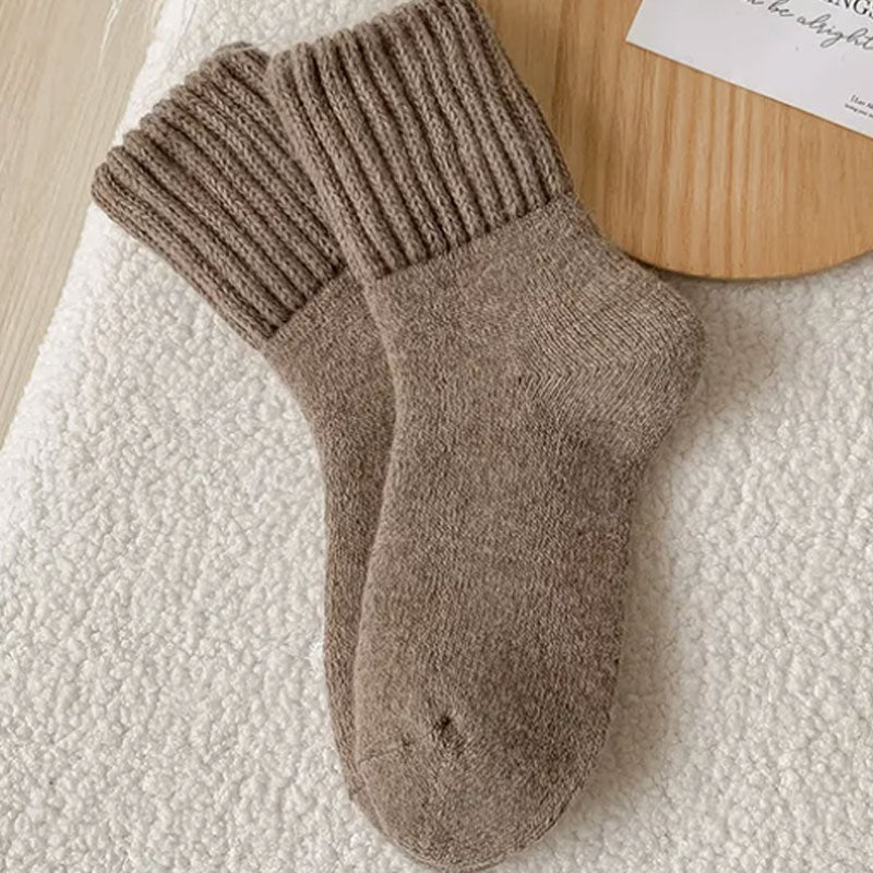 🧦5 paires de chaussettes en laine pour femmes - chaussettes chaudes de hauteur moyenne