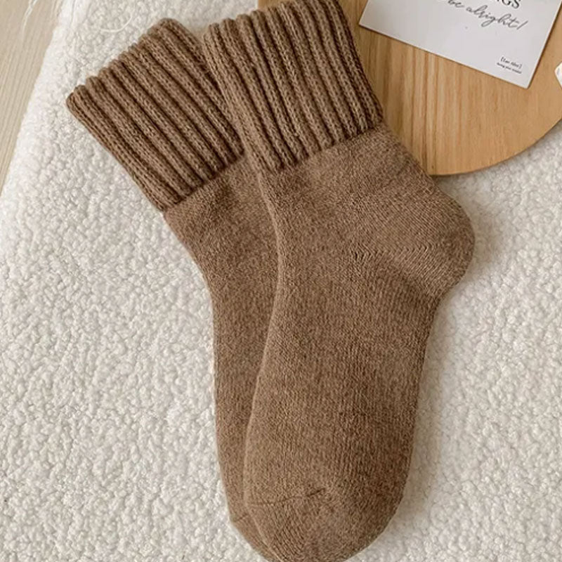 🧦5 paires de chaussettes en laine pour femmes - chaussettes chaudes de hauteur moyenne
