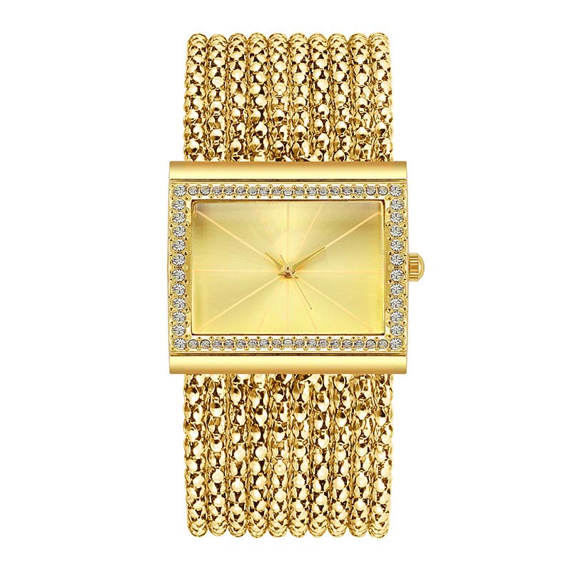 Montre à quartz sertie de diamants pour femme