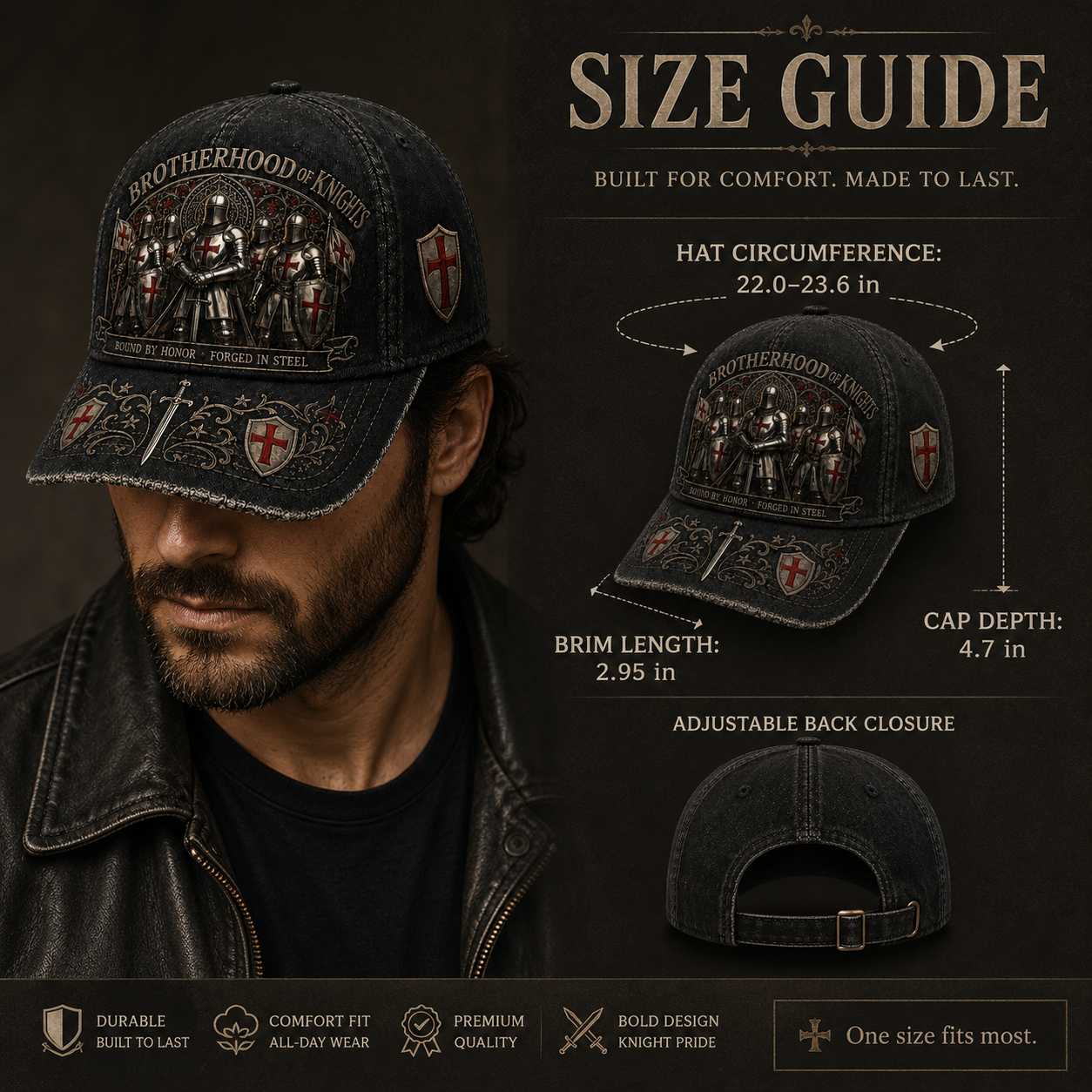 ⚔️ Liés par l'honneur, forgés dans l'acier – Casquette des Templiers🛡️🔥