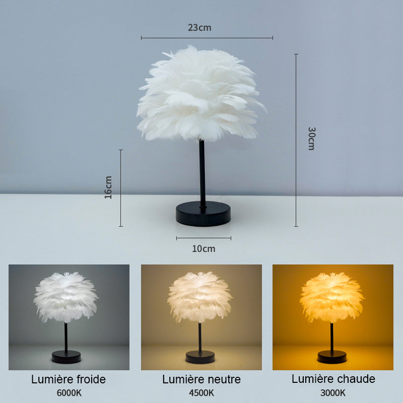 Lampe de Table Plume Décorative Nordique pour Chambre à Coucher