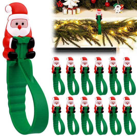 Lot de 12 crochets adhésifs en silicone en forme de Père Noël pour suspendre des guirlandes de Noël sur la cheminée