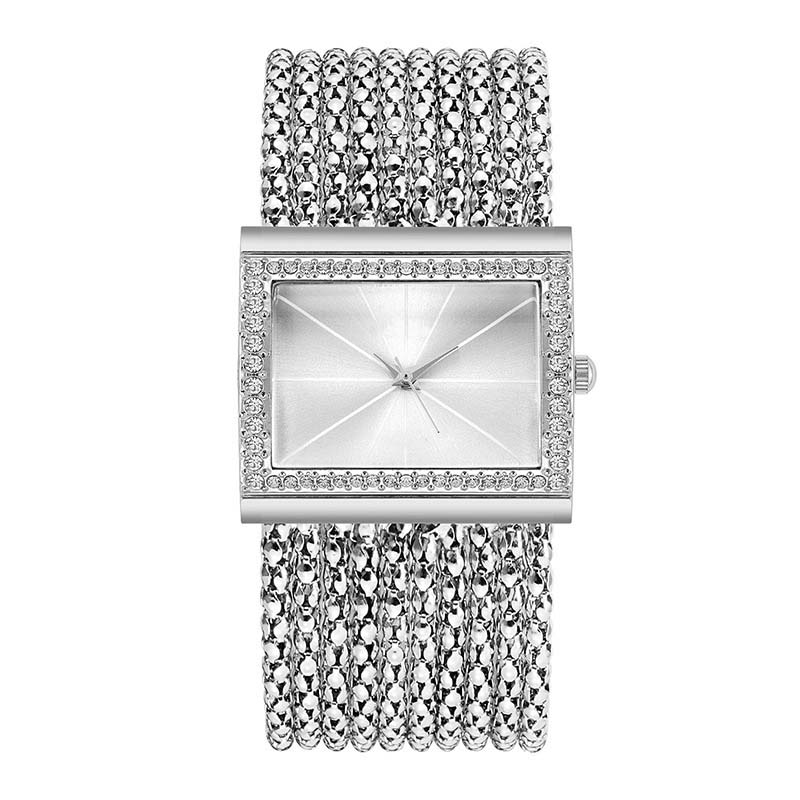 Montre à quartz sertie de diamants pour femme