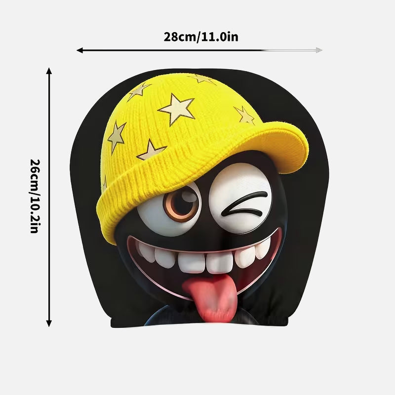 Housse d'appuie-tête imprimée « Funny Face » – Accessoire d'intérieur pour voiture