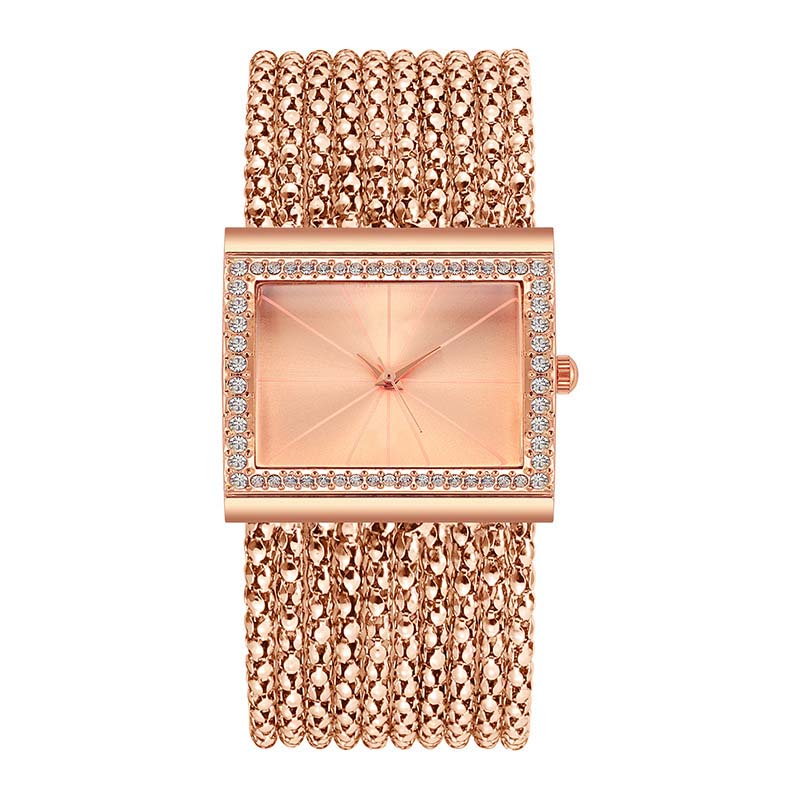 Montre à quartz sertie de diamants pour femme
