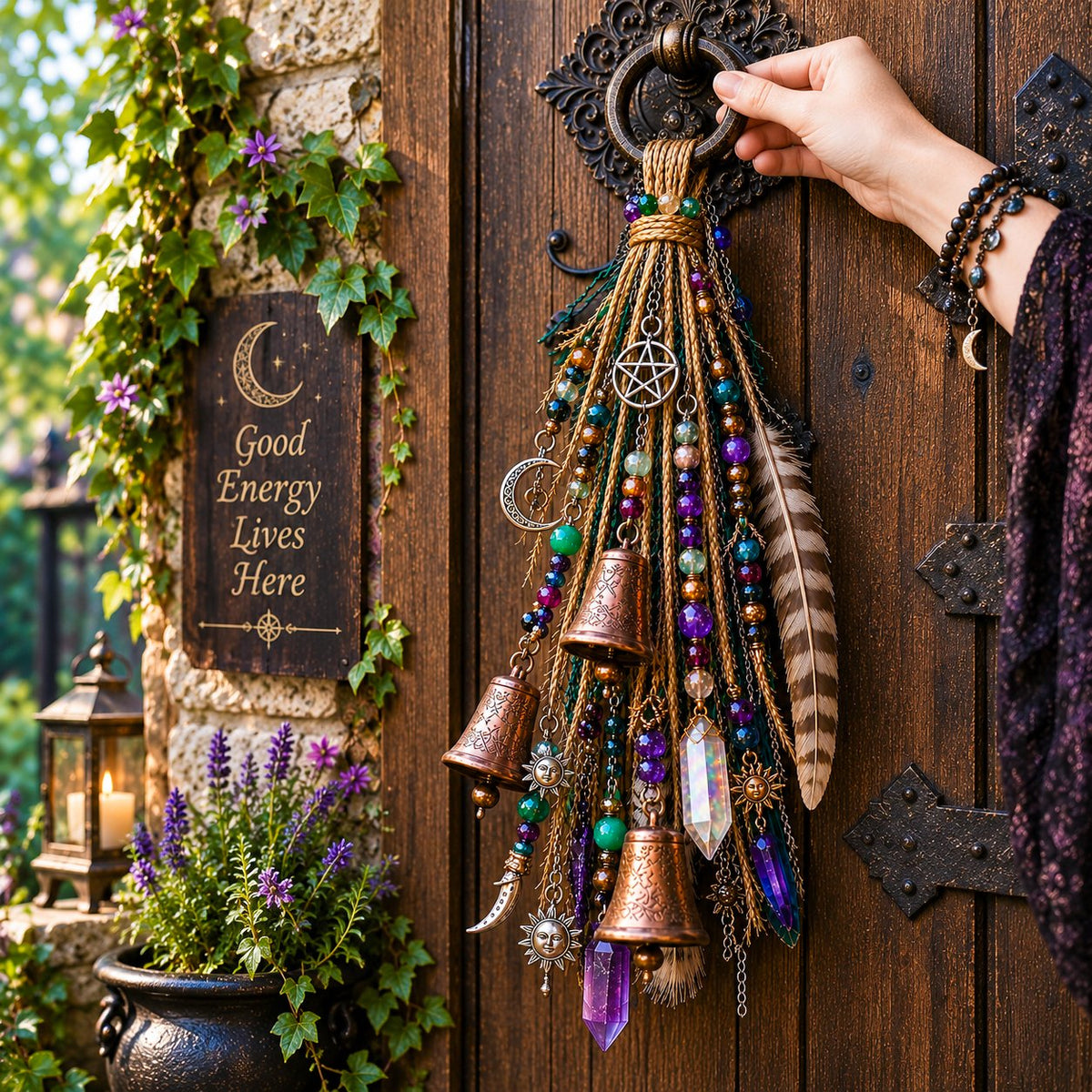 🔮Clochette de décoration pour porte sur le thème des sorcières | 🌙Clochettes, cristaux et décorations suspendues sur le thème du ciel
