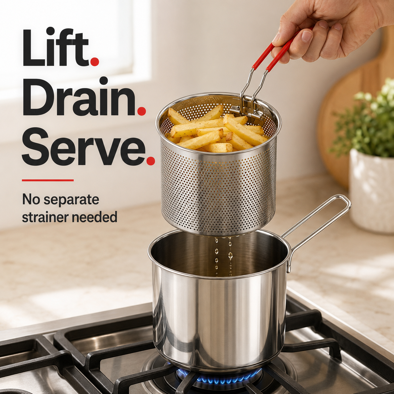 2026🔥🍟 Kit de mini-friteuse personnelle – Cuve en acier inoxydable avec panier égouttoir amovible et pince à aliments