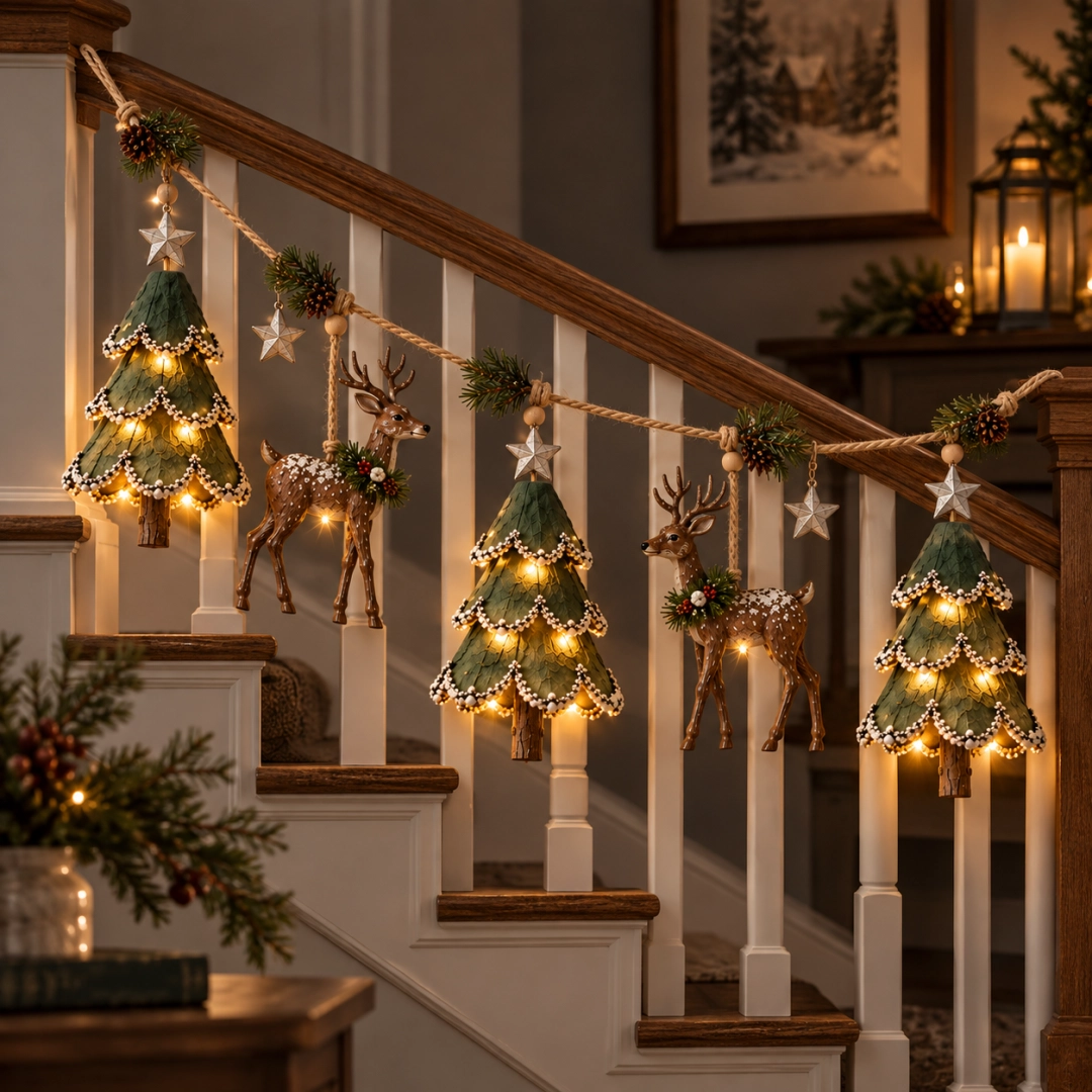 Guirlande de Noël lumineuse sur le thème de la forêt