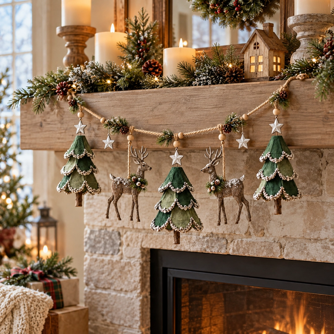 Guirlande de Noël lumineuse sur le thème de la forêt