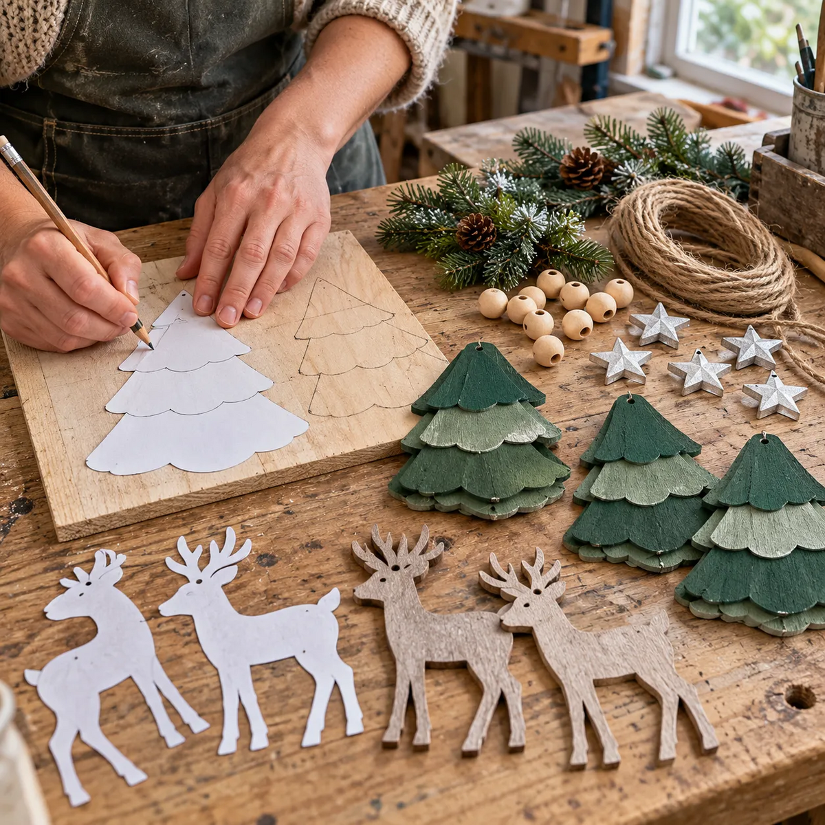 Guirlande de Noël lumineuse sur le thème de la forêt