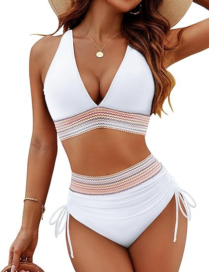 ☀️Rajoitetun ajan lomatarjous🏖️High Vyötäröiset vatsanhallintaväriset bikinisarjat Color Block Bikini Sets