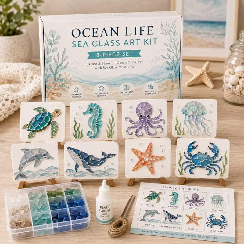 Kit d'art en verre de mer – Créez un magnifique chef-d'œuvre en mosaïque