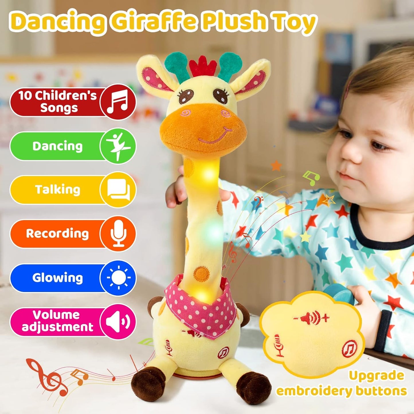 🎉 Jouet musical girafe best-seller – Chante, danse et répète ce que vous dites ! 🦒🎵🗣️