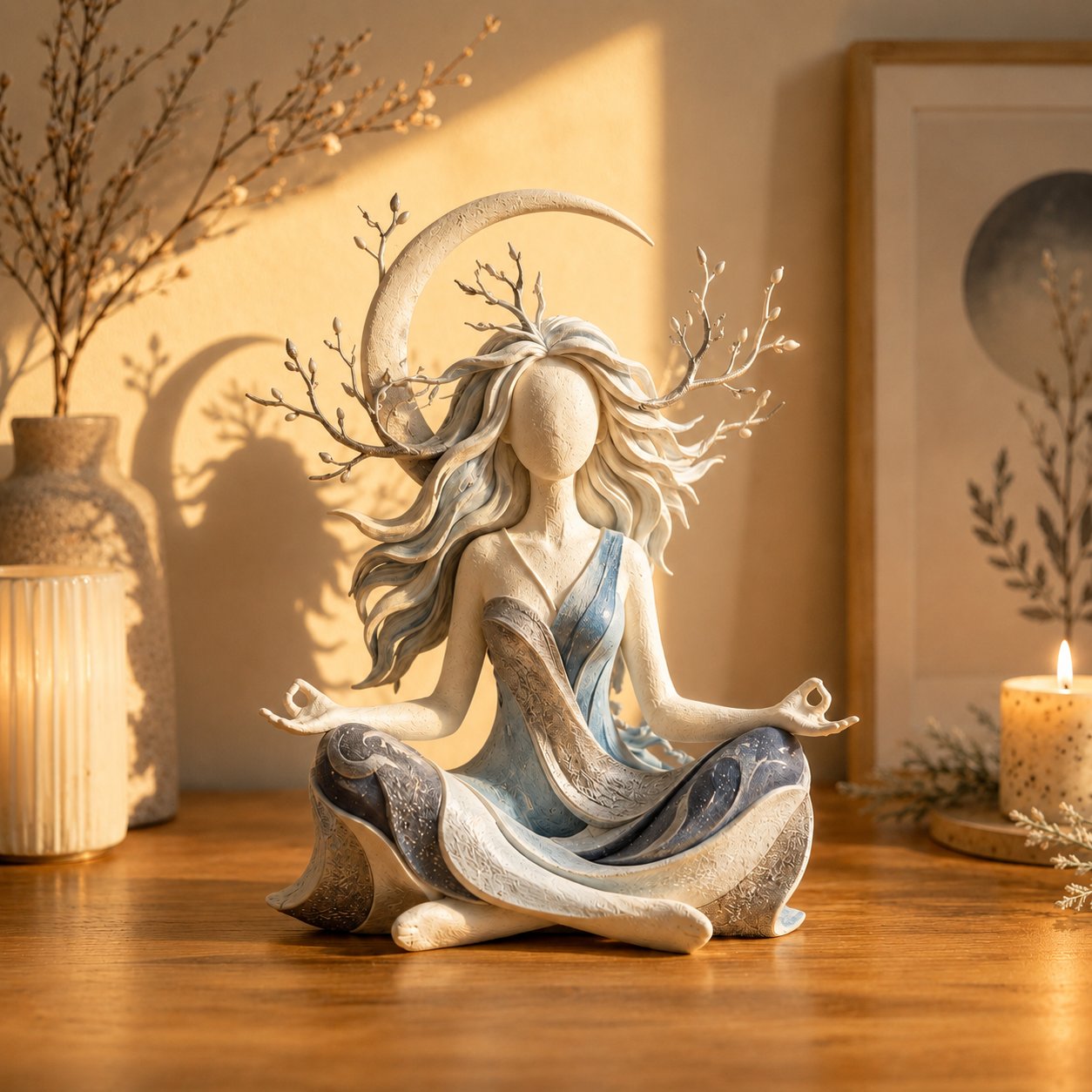 🧘 Sculpture de méditation apaisante | Objet de décoration d'intérieur serein