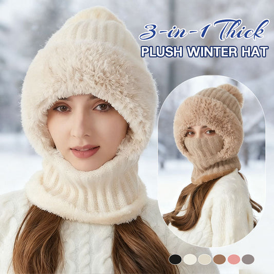 ❄️ Bonnet d'hiver épais en peluche 3 en 1🧣