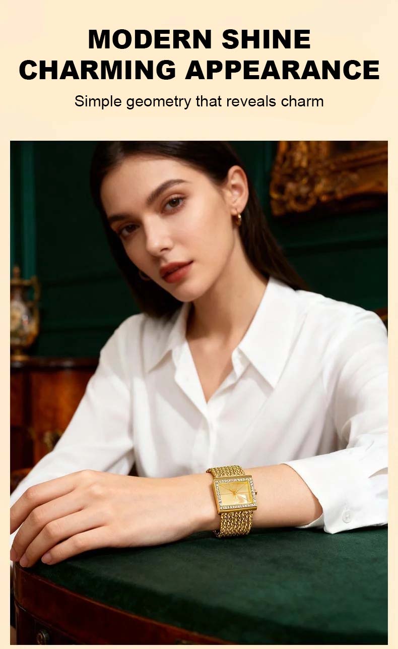 Montre à quartz sertie de diamants pour femme