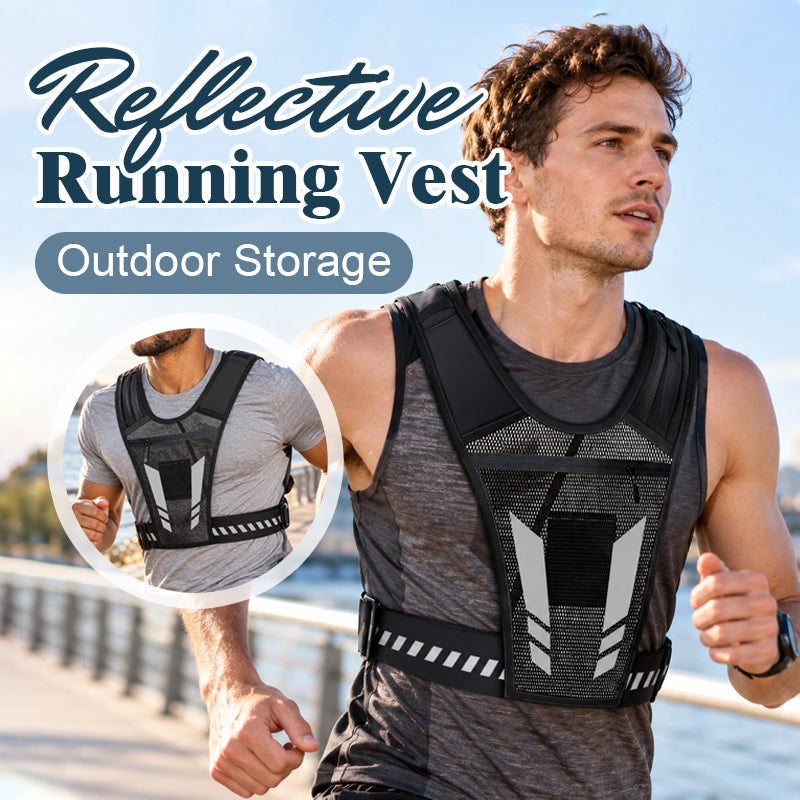 🏃 Gilet de course mains libres — Rangement pour bouteille d'eau et téléphone, et éléments réfléchissants pour plus de sécurité
