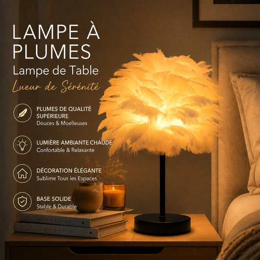 Lampe de Table Plume Décorative Nordique pour Chambre à Coucher